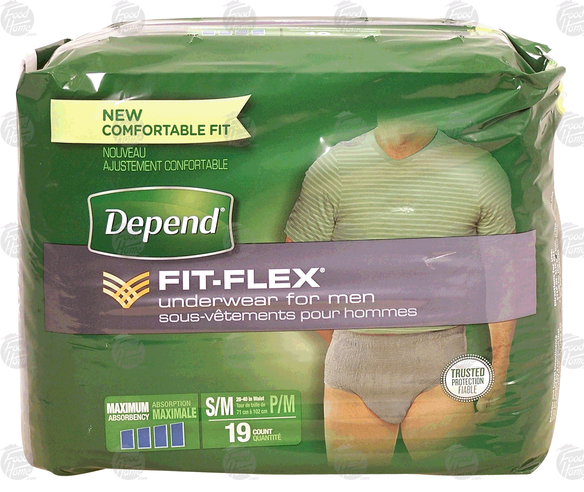 Depend Fit-Flex underwear for men, s/m 28-40 waist, maximum absorbency Full-Size Picture